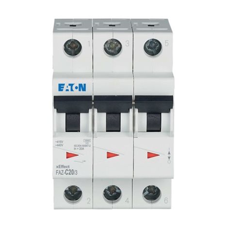 FAZ-C20/3 Jistič FAZ, char C, 3-pólový, In=20A, Icu=15kA (ČSN EN 60947-2)
