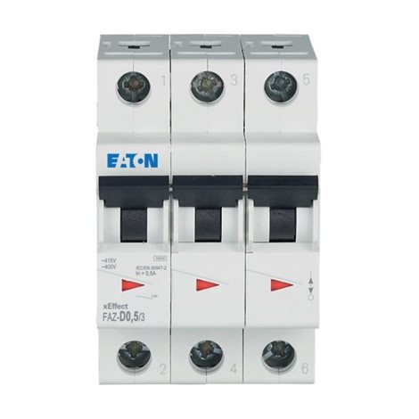 FAZ-D0,5/3 Jistič FAZ, char D, 3-pólový, In=0,5A, Icu=15kA (ČSN EN 60947-2)