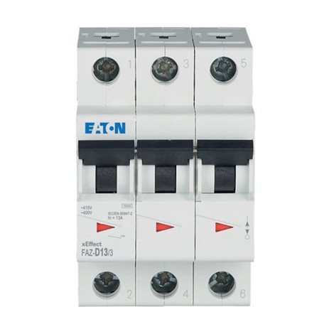 FAZ-D13/3 Jistič FAZ, char D, 3-pólový, In=13A, Icu=15kA (ČSN EN 60947-2)