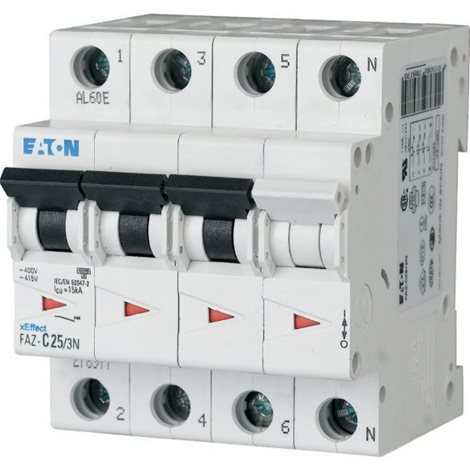 FAZ-B1,6/3N Jistič FAZ, char B, 3+N-pólový, In=1,6A, Icu=15kA (ČSN EN 60947-2)