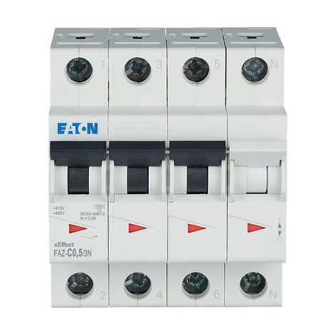 FAZ-C0,5/3N Jistič FAZ, char C, 3+N-pólový, In=0,5A, Icu=15kA (ČSN EN 60947-2)