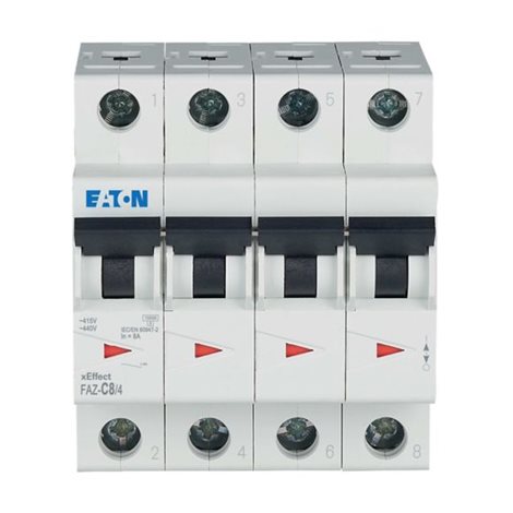 FAZ-C8/4 Jistič FAZ, char C, 4-pólový, In=8A, Icu=15kA (ČSN EN 60947-2)