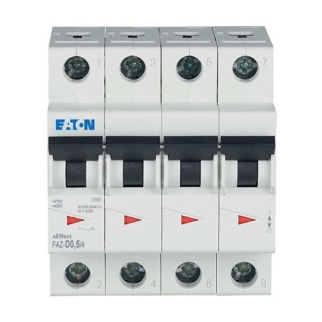 FAZ-D0,5/4 Jistič FAZ, char D, 4-pólový, In=0,5A, Icu=15kA (ČSN EN 60947-2)