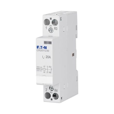 CR2011230 Instalační stykač, tichý, Uc=230V AC/DC, In=20A, 1zap. 1vyp. kont.