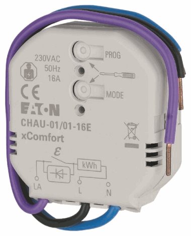 CHAU-01/01-16E RF Vytápěcí aktor PWM 16A s měřičem spotřeby