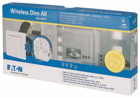 CPAD-00/213 RF Stmívací set (stmívací aktor 250W + 2b. tlač EATON lesklá bílá 55x55mm)
