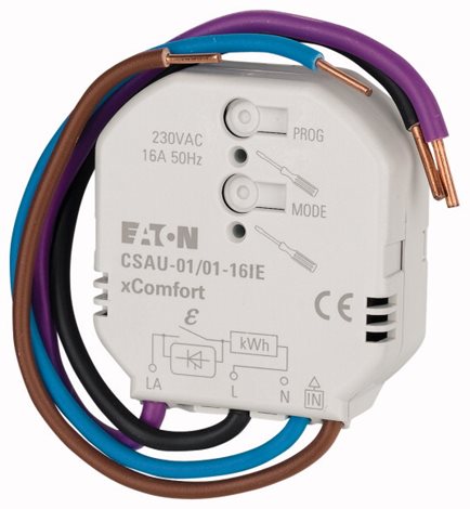 CSAU-01/01-16IE RF Spínací aktor 16A RLC / 230V AC s BIN vstupem a měřičem spotřeby
