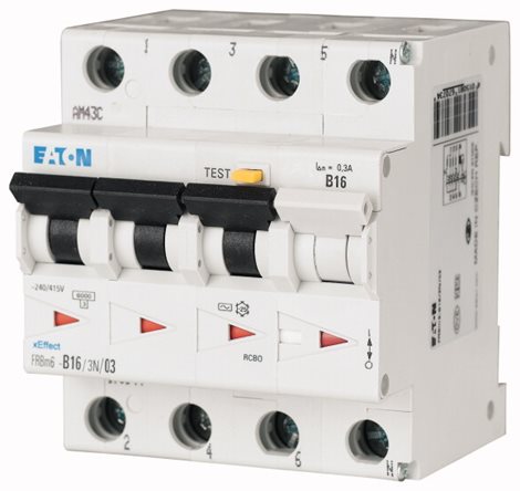 FRBm6-B13/3N/03 Chránič s nadproud. ochranou FRB, typ AC, char B, 3+N-pólový,In=13A