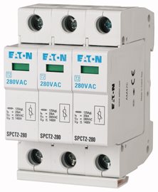 SPCT2-280/3 (SPC-S-20/280/3) Svodič přepětí třídy T2+T3 (II+III, C+D), modulový, 3pól, Un=280V