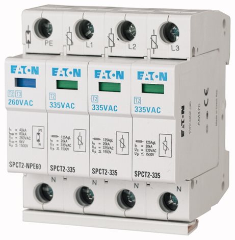 SPCT2-460-3+NPE Svodič přepětí třídy T2 (II, C), modulový, TN-S,TT; 3+Npól, Un=460V