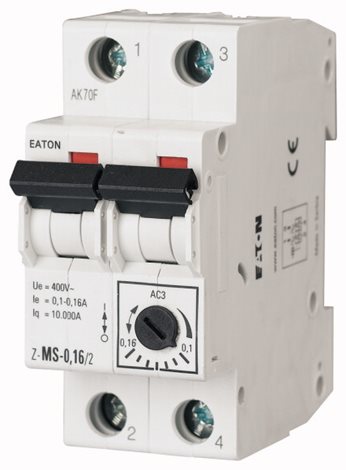 Z-MS-4,0/2 Spínač motorů 2-pól (pro 1-fáz motory), Ir=2.50-4.00A