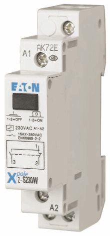Z-S230/W Impulsní relé, tlačítko, 230V AC, 50Hz, 1přep. kontakt, 16A