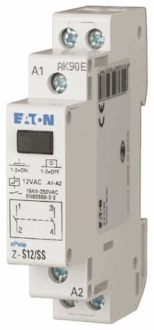 Z-S12/SS Impulsní relé, tlačítko, 12V AC, 50Hz, 2zap. kontakty, 16A