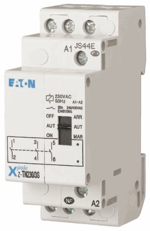 Z-TN230/3S Instalační relé 230V AC, 3 zap. kont., 20A, mechanická předvolba ON/AUT/OFF