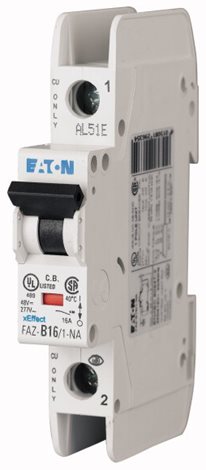 FAZ-C10/1-NA Jistič FAZ (norma UL), char C, 1-pólový, In=10A, Icu=15kA (IEC 60947-2)