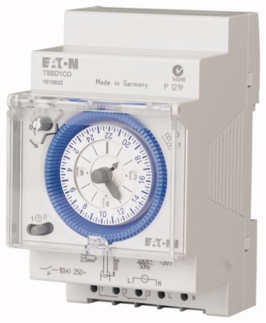 TSSD1CO (SU-TS/1W-TA) Spínací hodiny analogové, denní, 1kanál, 1přep.kont, Synchron.