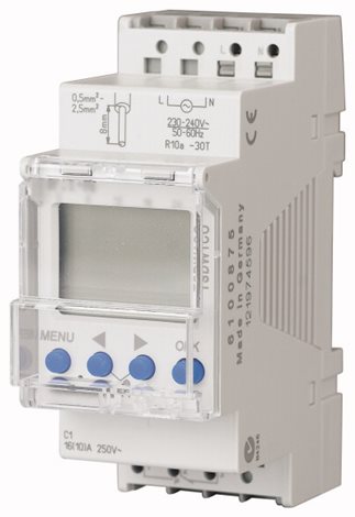 TSDW1CO-1 (TSDW1CO)  Spínací hodiny digitální, 1-kanál, týdenní, 1-přep.kont, 16A, 240V