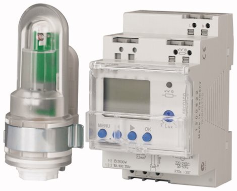 SRCD1COD (SRCD1CO) Soumrakový spínač s externím čidlem+hodinami, 1přep kontakt, 230V, 16A