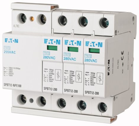 SPBT12-280-3+NPE Svodič přepětí třídy T1+T2 (B+C), 3-pól+N/PE, TN-S, TT