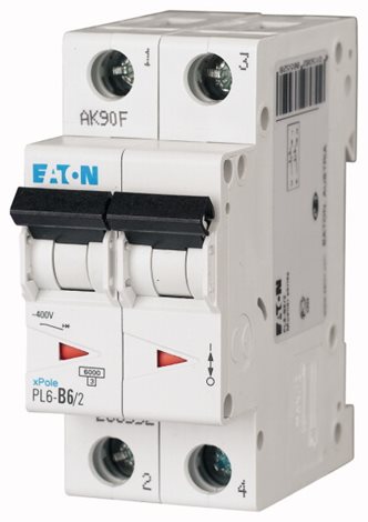 PL6-C6/2 Jistič 2p, C, 6A, 6kA