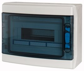 IKA-1/12-ST Rozvodnice NA omítku IP65, průhledné dveře, 1 řada, 12 modulů