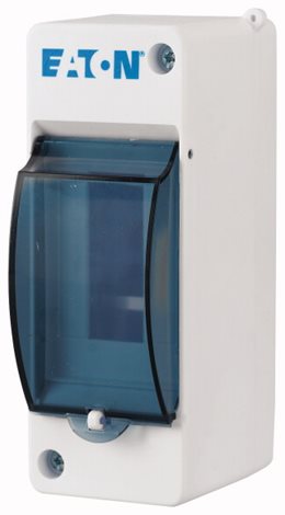 MINI-2-T Rozvodnice NA omítku IP30, 1 řada, 2 moduly, dveře průhledné, bez N/PE svorek