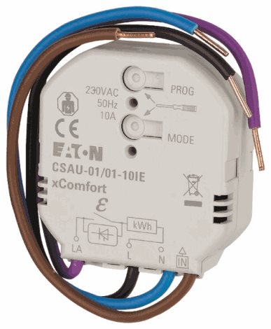 CSAU-01/01-10IE RF Spínací aktor 10A RLC / 230V AC s BIN vstupem a měřičem spotřeby