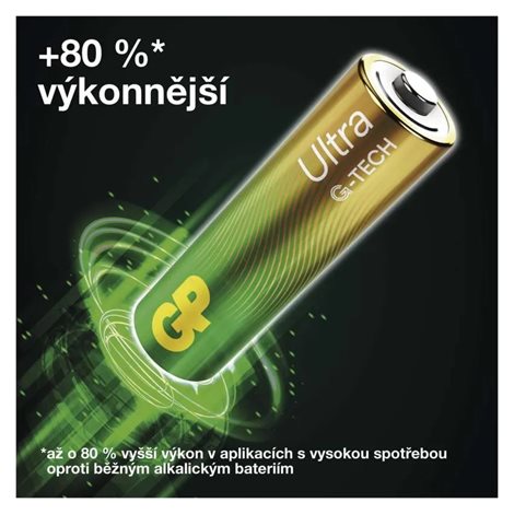 B02214 GP alkalická baterie ULTRA AA (LR6) 4PP MB 3