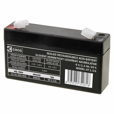 B9651 Bezúdržbový olověný akumulátor 6 V/1,3 Ah, faston 4,7 mm 1
