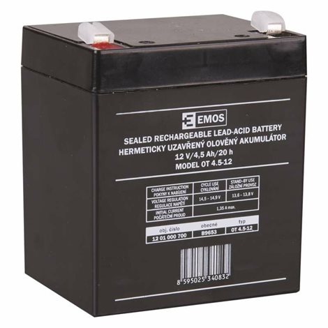 B9653 Bezúdržbový olověný akumulátor 12 V/4,5 Ah, faston 4,7 mm 1