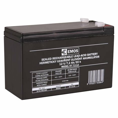 B9654 Bezúdržbový olověný akumulátor 12 V/7,2 Ah, faston 4,7 mm 1