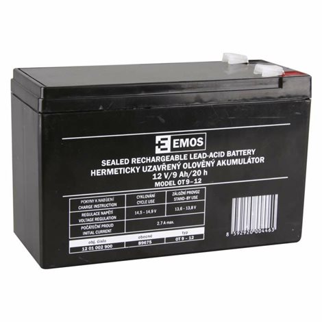 B9675 Bezúdržbový olověný akumulátor 12 V/9 Ah, faston 6,3 mm 1