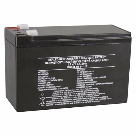 B9675 Bezúdržbový olověný akumulátor 12 V/9 Ah, faston 6,3 mm 2