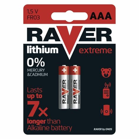 B7811 Raver baterie lithiová FR03 (AAA,mikrotužka), 2BL 3