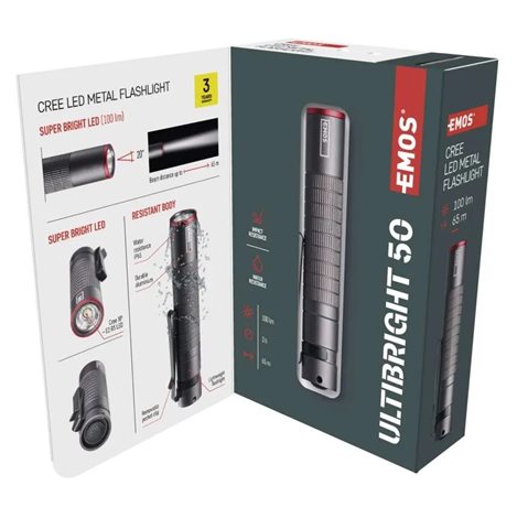 P3150 CREE LED kovová svítilna Ultibright 50 100lm 1x AAA 18