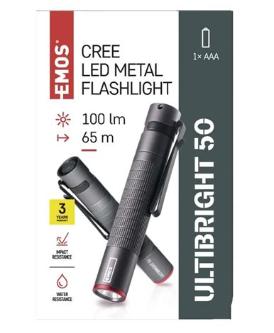 P3150 CREE LED kovová svítilna Ultibright 50 100lm 1x AAA 17