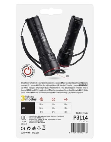 P3114 LED svítilna kovová 330lm 3x AAA FOKUS 5