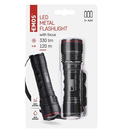 P3114 LED svítilna kovová 330lm 3x AAA FOKUS 4