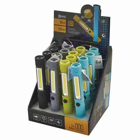 P3897 COB LED ruční svítilna 230lm 3x AAA 3