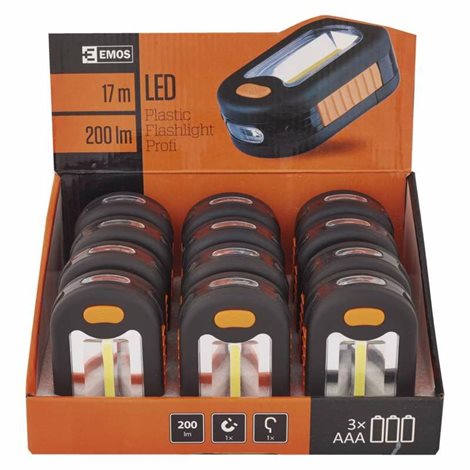 P3889 COB LED pracovní svítilna 200lm 3LED 3x AAA 2