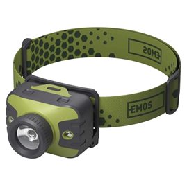 P3539 ČELOVKA CREE LED + RED LED S FOKUSEM 3×AAA