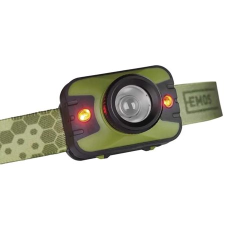 P3539 ČELOVKA CREE LED + RED LED S FOKUSEM 3×AAA 5
