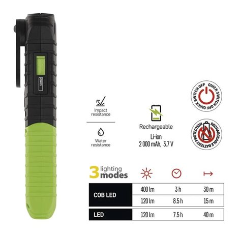 P4531 COB LED nabíjecí pracovní svítilna 400lm 2000mAh 10