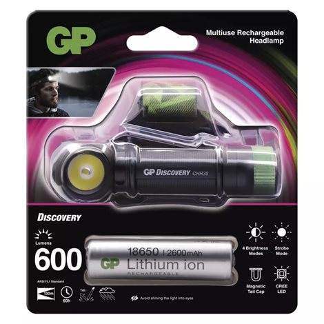 P8555 LED nabíjecí čelovka GP Discovery CHR35, 600 lm 4