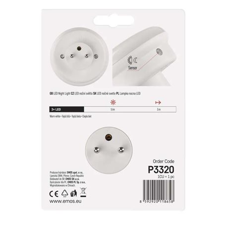 P3320 NOČNÍ SVĚTLO+ZÁSUV. 3 LED 230V 12