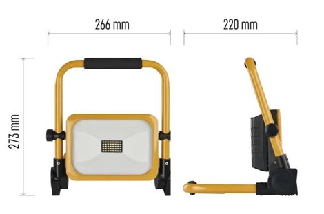 LED Reflektor s akumulátorem ZS2822 26,6x22,0x27,3cm 20W 2000lm 6500K IP54 15