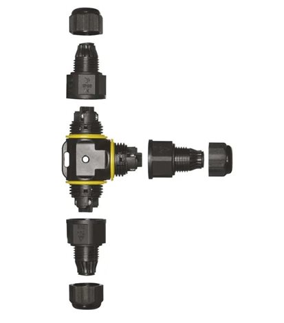 ZS9030 KABELOVÁ T SPOJKA PLASTOVÁ IP68, 3x2,5mm2, 250V, 16A 3