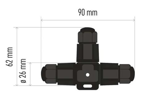 ZS9030 KABELOVÁ T SPOJKA PLASTOVÁ IP68, 3x2,5mm2, 250V, 16A 5