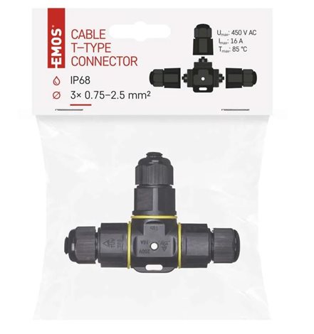ZS9030 KABELOVÁ T SPOJKA PLASTOVÁ IP68, 3x2,5mm2, 250V, 16A 6