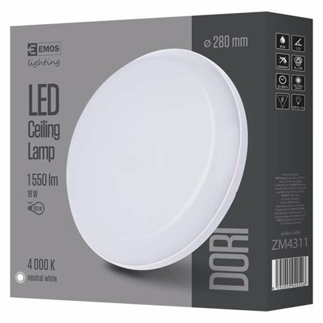 ZM4311 LED svítidlo přisazené DORI kruh 28cm 18W 1550lm 4000K IP54 4